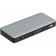 Док-станція DIGITUS USB-C > 2xHDMI/DP/2xUSB-A/USB-C/SD/MicroSD/RJ54/DC/Audio