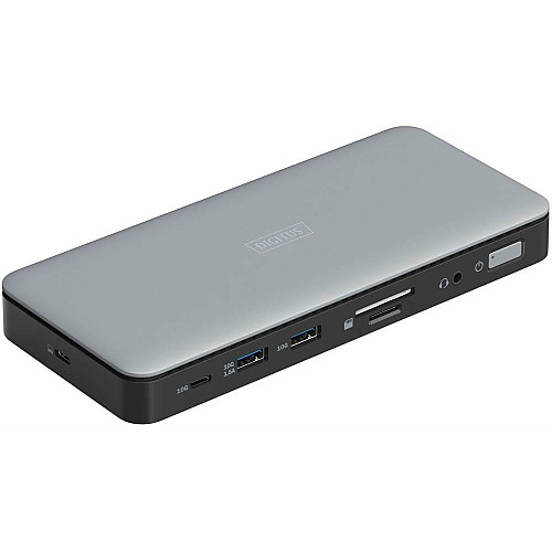 Док-станція DIGITUS USB-C > 2xHDMI/DP/2xUSB-A/USB-C/SD/MicroSD/RJ54/DC/Audio