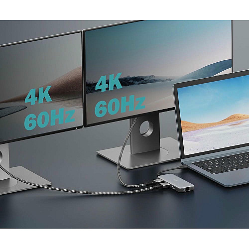 Док-станция DIGITUS USB-C > 2xHDMI/2xUSB-A/USB-C/SD/MicroSD/RJ54