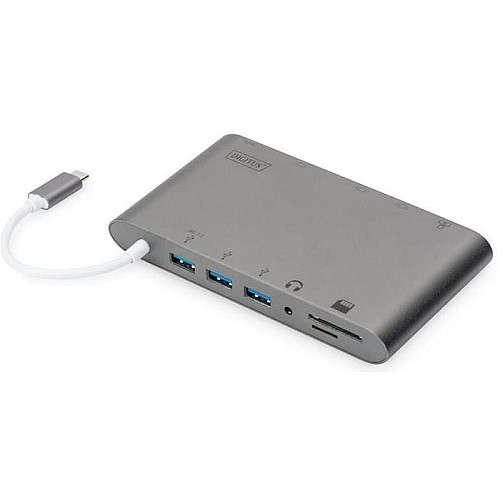 Хаб DIGITUS USB-C > HDMI/VGA/miniDisplayPort/3xUSB-A/USB-C/SD/MicroSD/RJ54/Audio
