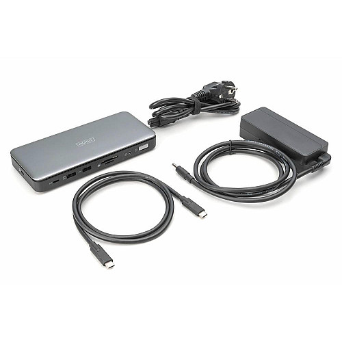 Док-станція DIGITUS USB-C > 2xHDMI/DP/2xUSB-A/USB-C/SD/MicroSD/RJ54/DC/Audio