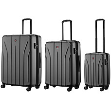 Набор чемоданов Wenger, Oryson 3 в 1, (S,M,L), пластик, 4 колеса, серый