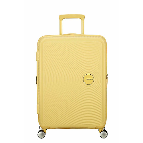 Чемодан American Tourister, Soundbox, полипропилен, средний, 67см, 71.5/81л, TSA, 4 колеса, EXP, пастельно-желтый