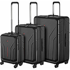 Набор чемоданов Wenger Amplix Hardside, поликарбонат, (S+M+L), TSA, 4 колеса, EXP, черный