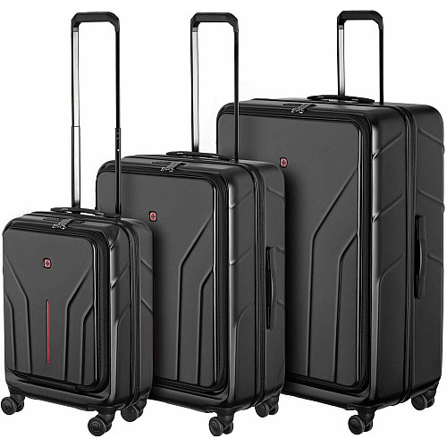 Набор чемоданов Wenger Amplix Hardside, поликарбонат, (S+M+L), TSA, 4 колеса, EXP, черный