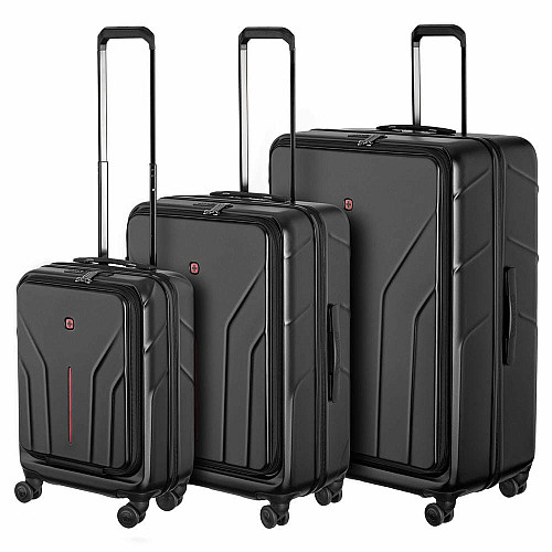 Набор чемоданов Wenger Amplix Hardside, поликарбонат, (S+M+L), TSA, 4 колеса, EXP, черный