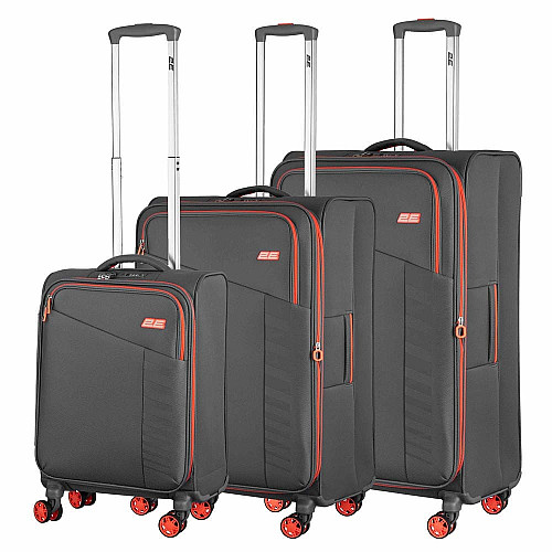 Набор чемоданов 2E, Trek, (L+M+S), TSA, 4 колеса, + 3 рюкзака Cabin (2E-BPET-CABIN-GR), полиэстр, серый