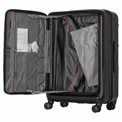 Чемодан Wenger Amplix Hardside Medium, средний, поликарбонат, TSA, 4 колеса, расширение, черный