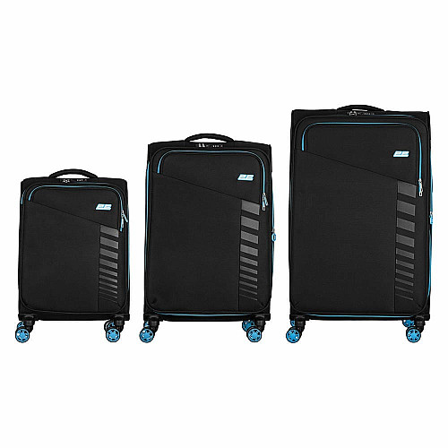 Набор чемоданов 2E, Trek, (L+M+S), TSA, 4 колеса, + 3 рюкзака Cabin (2E-BPET-CABIN-BK), полиэстр, черный