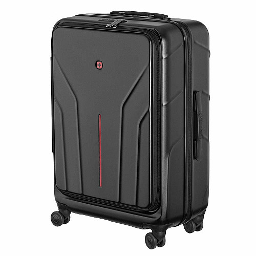 Чемодан Wenger Amplix Hardside Medium, средний, поликарбонат, TSA, 4 колеса, расширение, черный