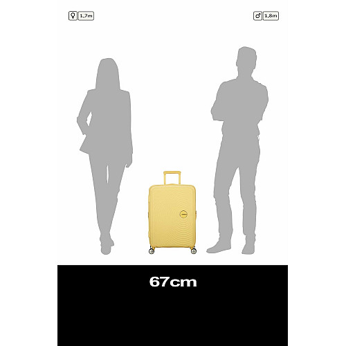 Чемодан American Tourister, Soundbox, полипропилен, средний, 67см, 71.5/81л, TSA, 4 колеса, EXP, пастельно-желтый