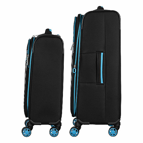 Набор чемоданов 2E, Trek, (M+S), TSA, 4 колеса, + 2 рюкзака Cabin (2E-BPET-CABIN-BK), полиэстр, черный