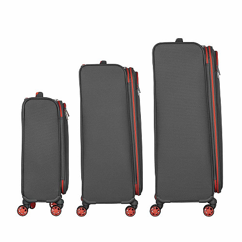 Набор чемоданов 2E, Trek, (L+M+S), TSA, 4 колеса, + 3 рюкзака Cabin (2E-BPET-CABIN-GR), полиэстр, серый