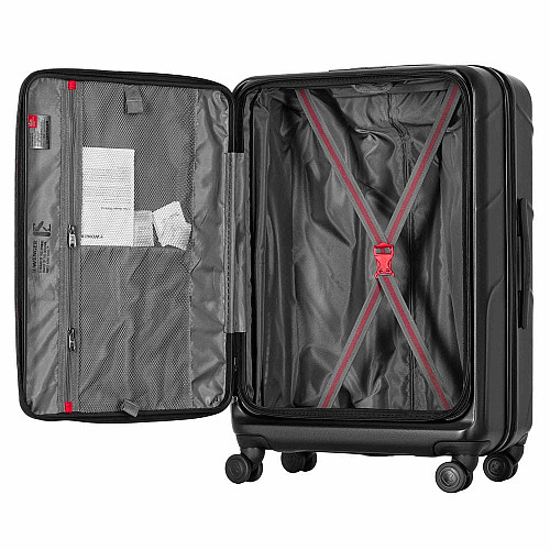 Чемодан Wenger Amplix Hardside Medium, средний, поликарбонат, TSA, 4 колеса, расширение, черный