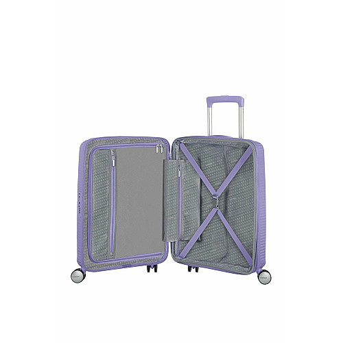Чемодан American Tourister, Soundbox, полипропилен, малый, 55см, 35.5/41л, TSA, 4 колеса, EXP, лавандовый