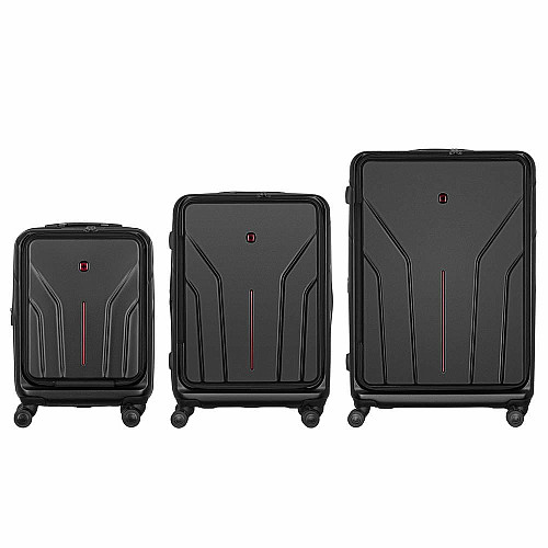Набор чемоданов Wenger Amplix Hardside, поликарбонат, (S+M+L), TSA, 4 колеса, EXP, черный