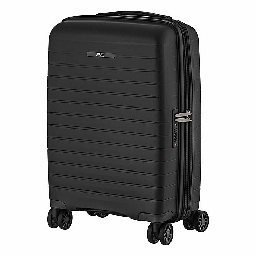 Валіза 2E, Aero, поліпропілен, мала, 35/44 л, TSA, 4 колеса, EXP, чорна