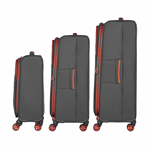 Набор чемоданов 2E, Trek, (L+M+S), TSA, 4 колеса, + 3 рюкзака Cabin (2E-BPET-CABIN-GR), полиэстр, серый