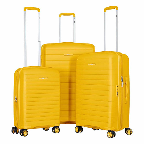 Набор чемоданов 2E, Aero, полипропилен, (L+M+S), TSA, 4 колеса, EXP, янтарно-желтый