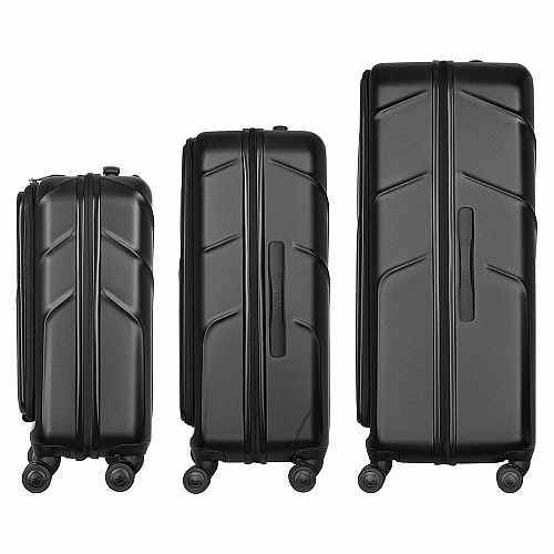 Набор чемоданов Wenger Amplix Hardside, поликарбонат, (S+M+L), TSA, 4 колеса, EXP, черный
