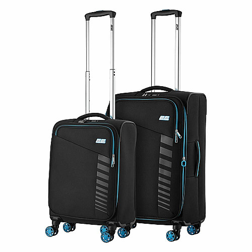 Набор чемоданов 2E, Trek, (M+S), TSA, 4 колеса, + 2 рюкзака Cabin (2E-BPET-CABIN-BK), полиэстр, черный