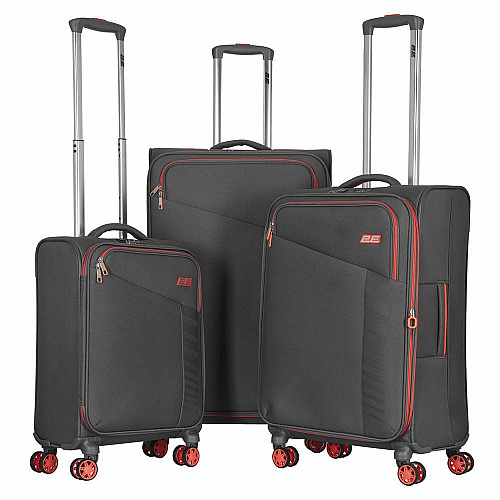 Набор чемоданов 2E, Trek, (L+M+S), TSA, 4 колеса, + 3 рюкзака Cabin (2E-BPET-CABIN-GR), полиэстр, серый