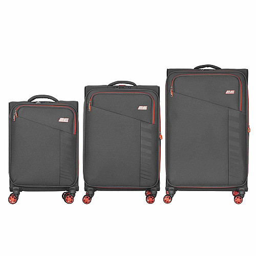 Набор чемоданов 2E, Trek, (L+M+S), TSA, 4 колеса, + 3 рюкзака Cabin (2E-BPET-CABIN-GR), полиэстр, серый