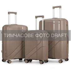Набір валіз 2E, M7969, поліпропілен, (L+M+S), 4 колеса, кодовий замок, шампань