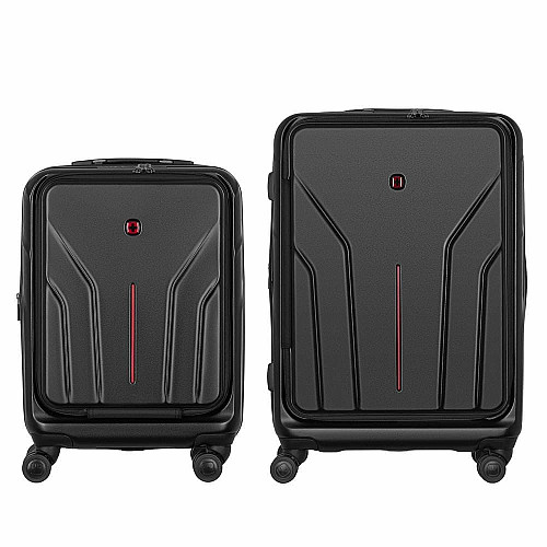 Набор чемоданов Wenger Amplix Hardside, поликарбонат, (S+M), TSA, 4 колеса, EXP, черный