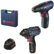 Набір із двох акумуляторних інструментів Bosch Professional 12В дриль-шурупокрут GSR 120-LI гайковерт ударний GDR 120-LI акб 2х2А·год кейс