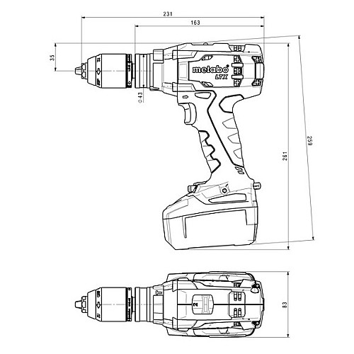 Шурупокрут-дриль ударний акумуляторний Metabo SB 18 LTX Impuls Li-Power 18В акб 2х4А·год 55·110Нм 0-500·0-1700об/хв 1.8кг