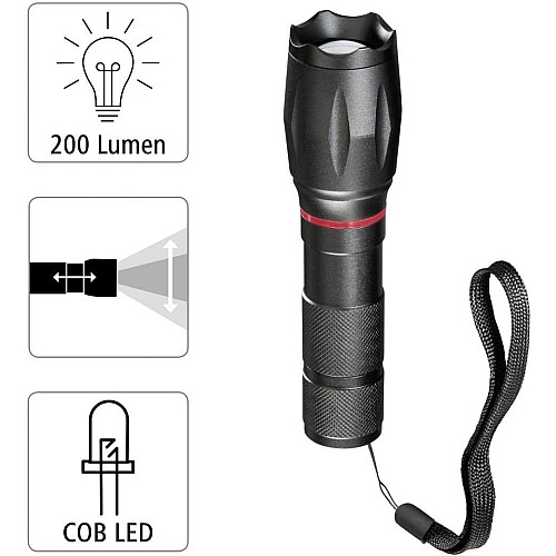 Ліхтар ручний на батарейках Hama SOLID PRO, AAAx3, 200лм, 5Вт, LED, чорний