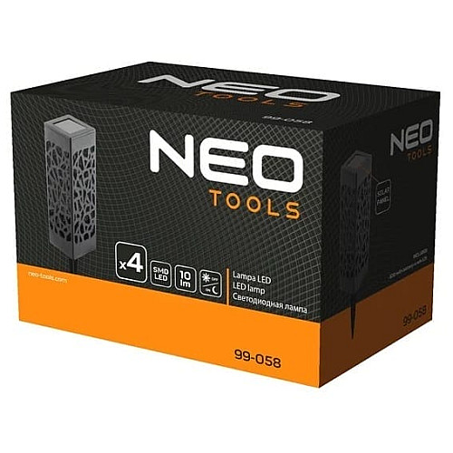 Светильник ландшафтный Neo Tools LED 0.3Вт 10Лм 3000К 600мА•ч автономный датчик сумерек черный