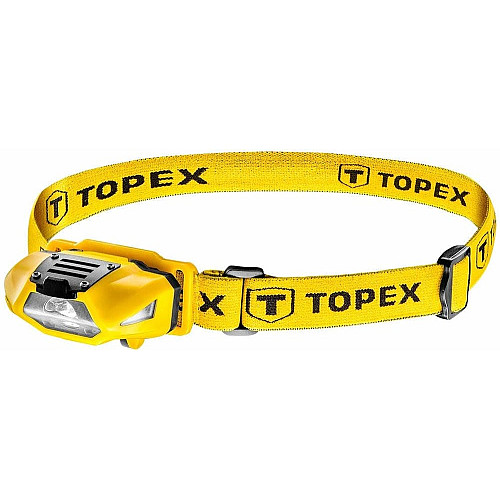 Ліхтар налобний на батарейках TOPEX, AAx1, 70лм, 4 функції освітлення, 1 білий та 2 червоних світлодіода, 46г