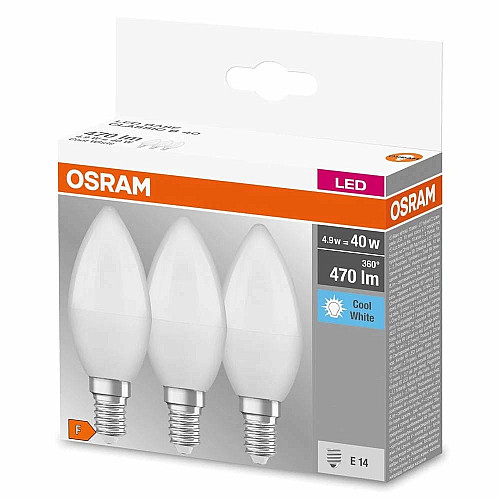Набір ламп 3шт OSRAM LED E14 4.9Вт 4000К 470Лм B40