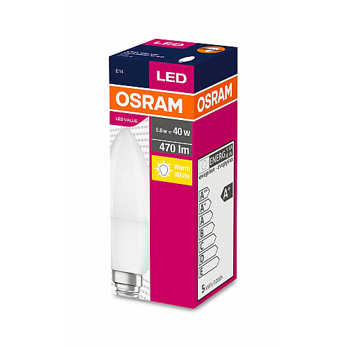 Лампа OSRAM LED E14 5Вт 2700K 470Лм B40