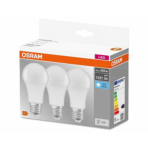 Набор ламп 3шт OSRAM LED E27 13Вт 4000К 1520Лм A60