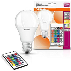 Лампа OSRAM LED E27 RGB 9Вт 2700К 806Лм пульт ДУ A60