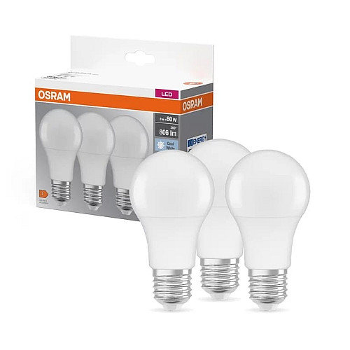 Набор ламп 3шт OSRAM LED E27 8.5Вт 4000К 806Лм A60