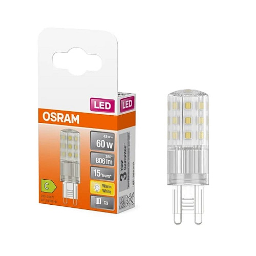 Лампа OSRAM LED G9 4,9W 806Лм 2700К PIN60