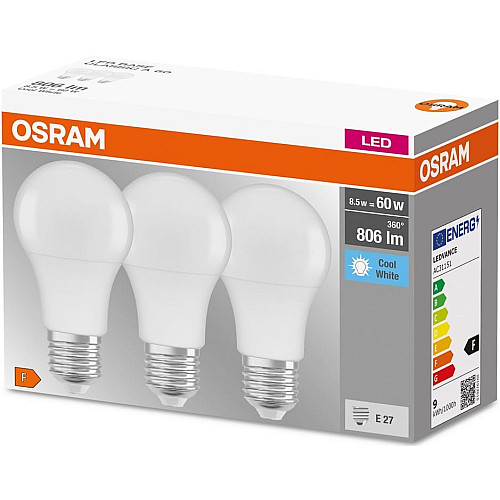 Набор ламп 3шт OSRAM LED E27 8.5Вт 4000К 806Лм A60