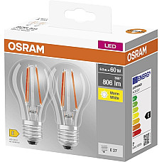 Набір ламп 2шт OSRAM LED E27 6.5Вт 2700К 806Лм A60