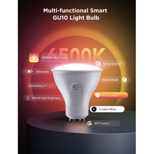 Набір ламп 2шт Govee B600D GU10 Smart LED Bulb, RGBWW, WI-FI/Bluetooth, білий