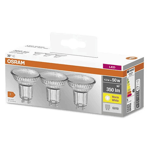 Набор ламп 3шт OSRAM LED GU10 4.3Вт 2700К 350Лм PAR16