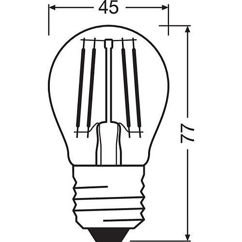 Лампа OSRAM LED E27 5.5Вт 2700K 806Лм P60 філаментна