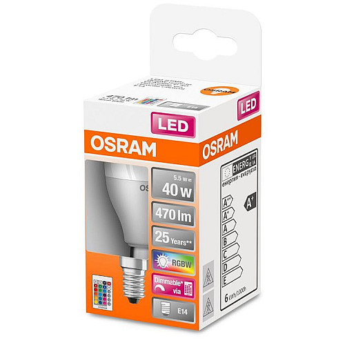 Лампа OSRAM LED Е14 RGB 5.5Вт 2700K пульт ДУ Р45 STAR