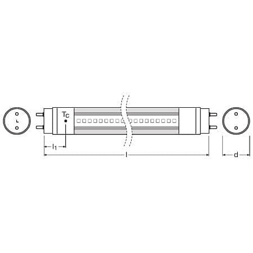Лампа OSRAM LED G13 1200мм 16Вт 6500K 1800Лм ST8 ENTRY AC