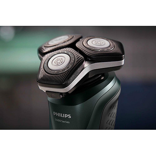 Бритва электр. Philips роторная Series 5000, 9Вт, бритв.головок-3, Li-Ion, сух.+влажн., триммер, черно-зеленый