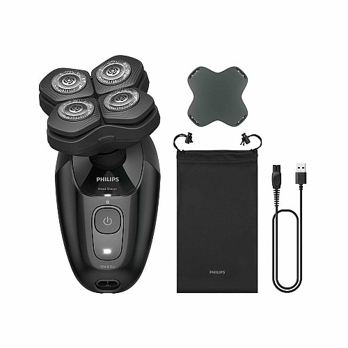 Бритва электр. для головы Philips роторная Pro Series 5000, бритв.головок-4, Li-Ion, сух.+влажн., черный