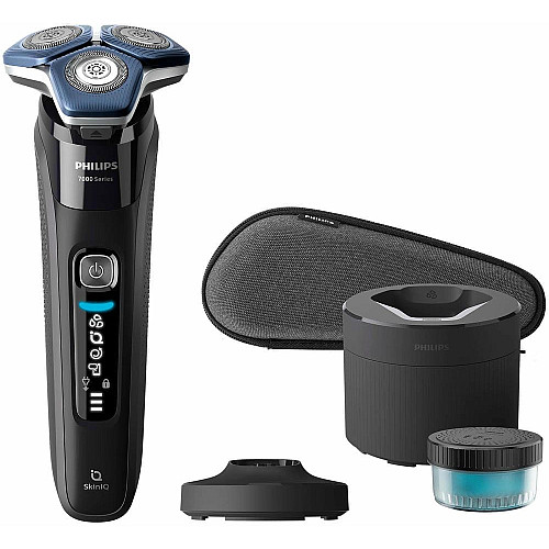 Бритва электр. Philips роторная Series 7000 SkinIQ, бритв.головок-4, Li-Ion, сух.+влажн., индикатор заряда, триммер, чехол, черный